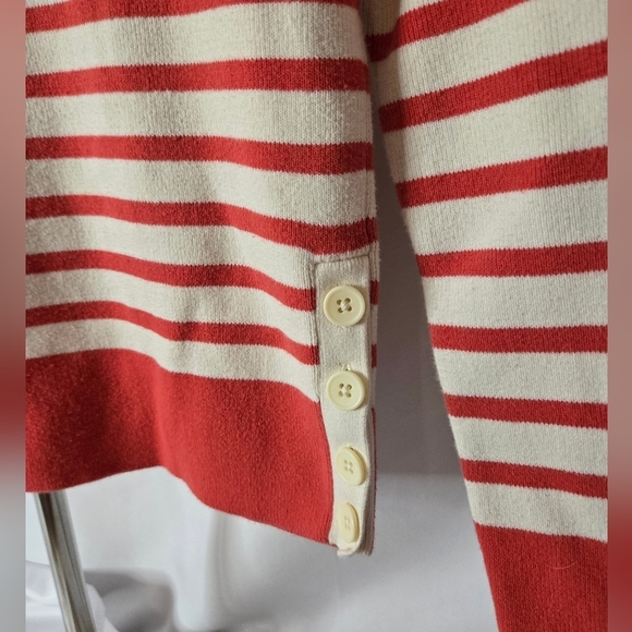 Old Navy Coastal Striped Sweater | Red & Cream | Button Detail | M - Picture 2 of 5